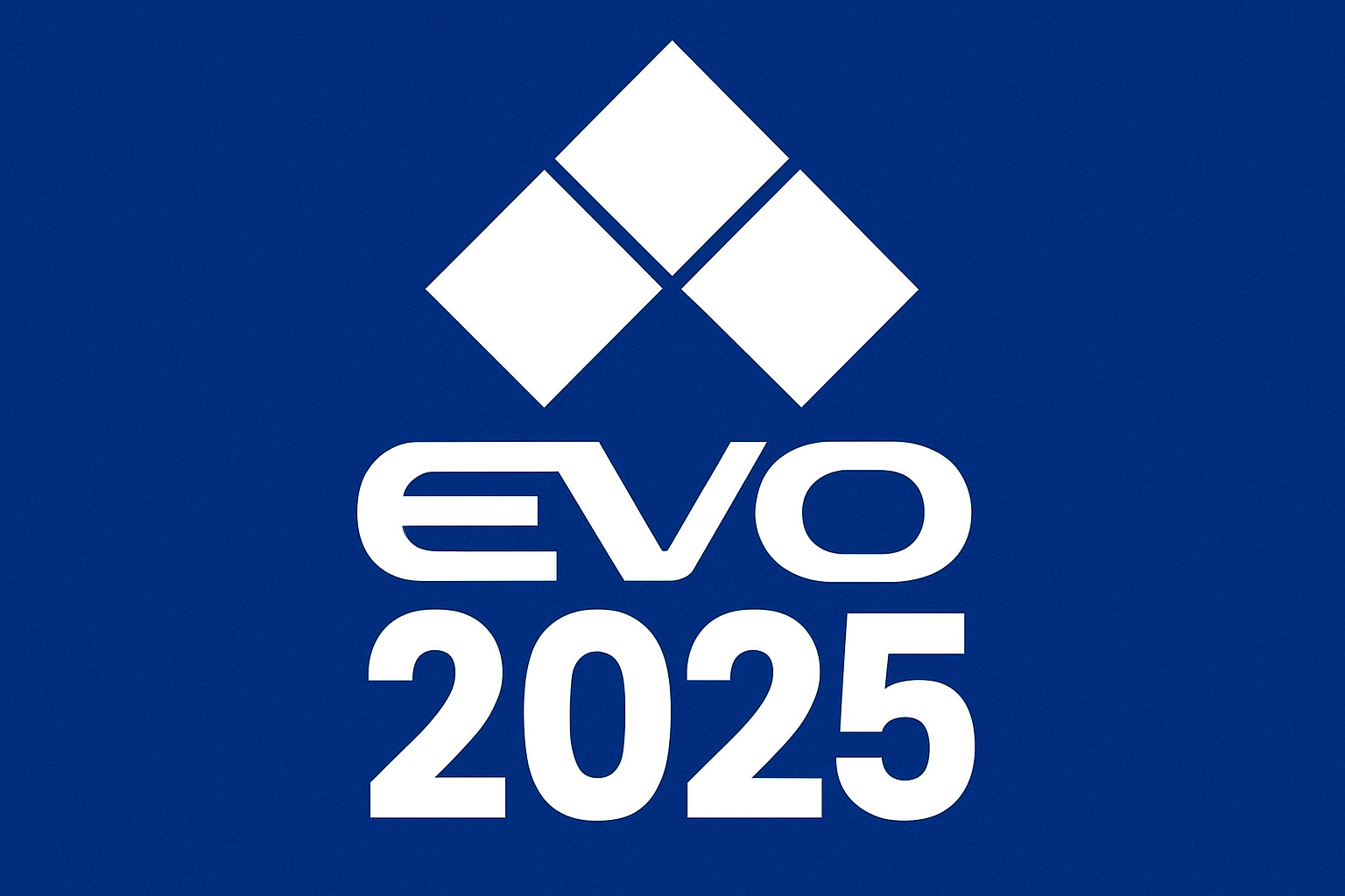 Le logo EVO 2025 présente un design élégant et moderne, sur un fond bleu audacieux. En son centre se trouve un emblème blanc en forme de losange, symbolisant l'innovation et la précision. Les lignes épurées et le contraste net entre le bleu et le blanc confèrent au logo une allure professionnelle et futuriste, reflétant parfaitement la vision avant-gardiste de la marque.