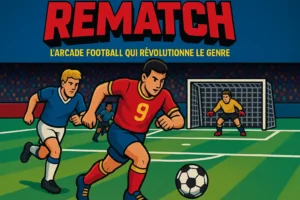 Deux joueurs de football dessinés en cartoon courent à toute vitesse sur un terrain vert et vibrant, leurs expressions pleines de détermination. L'un des joueurs est en plein mouvement, prêt à frapper le ballon avec précision en direction du but, tandis que l'autre sprinte juste derrière, tentant d’intercepter. En arrière-plan, le gardien reste attentif devant le filet, prêt à effectuer un arrêt alors que l'action se déroule.