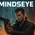 Un homme grand portant une veste en cuir usée se tient avec assurance au milieu d’un paysage urbain futuriste, son expression vive et déterminée. Il tient dans une main un pistolet high-tech élégant, dont la surface métallique brille sous l’éclat des lumières néon vibrantes. La ville autour de lui grouille de vie, avec des publicités holographiques scintillant dans l’air et le bourdonnement des voitures volantes résonnant au-dessus. Des ombres s’étirent sur les rues mouillées par la pluie, ajoutant une touche de mystère à la scène.