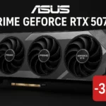 La carte graphique ASUS Prime GeForce RTX 5070 offre un design performant avec trois ventilateurs de refroidissement haute performance, garantissant des températures optimales même pendant les sessions de jeu intensives. Actuellement disponible avec une incroyable réduction de 32 %, cette carte offre un excellent rapport qualité-prix pour les gamers et les créateurs à la recherche de performances et d'efficacité de haut niveau.