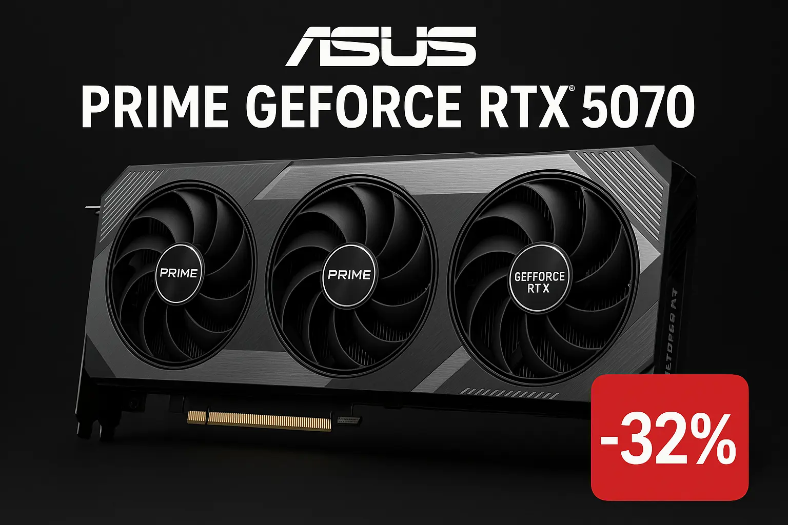 La carte graphique ASUS Prime GeForce RTX 5070 offre un design performant avec trois ventilateurs de refroidissement haute performance, garantissant des températures optimales même pendant les sessions de jeu intensives. Actuellement disponible avec une incroyable réduction de 32 %, cette carte offre un excellent rapport qualité-prix pour les gamers et les créateurs à la recherche de performances et d'efficacité de haut niveau.